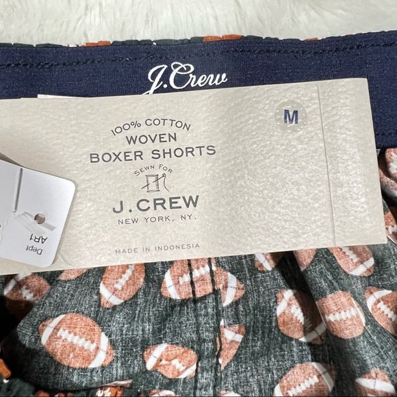 J. Crew Football Printed Cotton Woven Boxer Shorts Size M - Picture 4 of 7